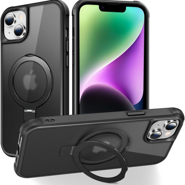 CHAOFEnG Compatible with iPhone 14 Case with Stand, Black