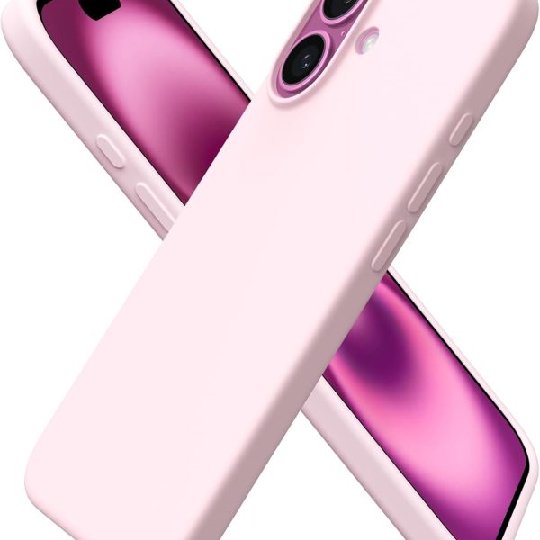 ORNARTO for iPhone 16 Case 6.1", Slim Liquid Silicone,Chalk Pink
