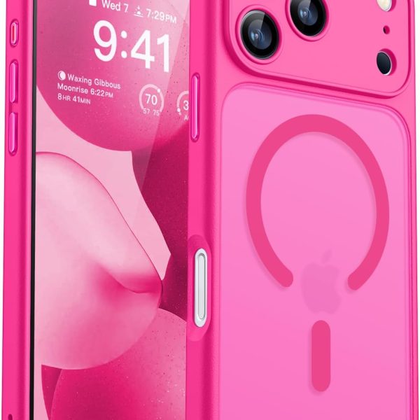 CANSHN Magnetic Shockproof for iPhone 17 Pro Max Case, Hot Pink
