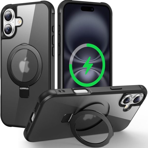 CHAOFEnG Compatible with iPhone 16 Case with Stand, Black