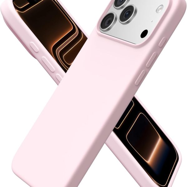 ORNARTO for iPhone 17 Pro Max Case, Liquid Silicone, Chalk Pink