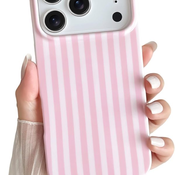 Yeddabox for iPhone 17 Pro Case Cute Striped Phone Case Soft TPU Slim Shockproof Phone Cover for Women Girls, Pink