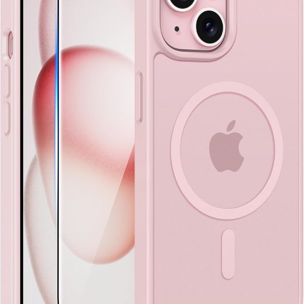 FNTCASE for iPhone 15/14/13 Case, Fit for Magsafe, Glass Screen Protector