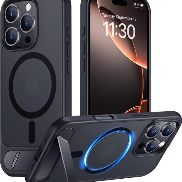 Magnetic Compatible with iPhone 16 Pro Max Case, [Built-in Invisible Kickstand][Compatible with MagSafe] [Military Grade Shockproof] Slim Translucent Matte Phone Case for iPhone 16 Pro Max 6.9"
