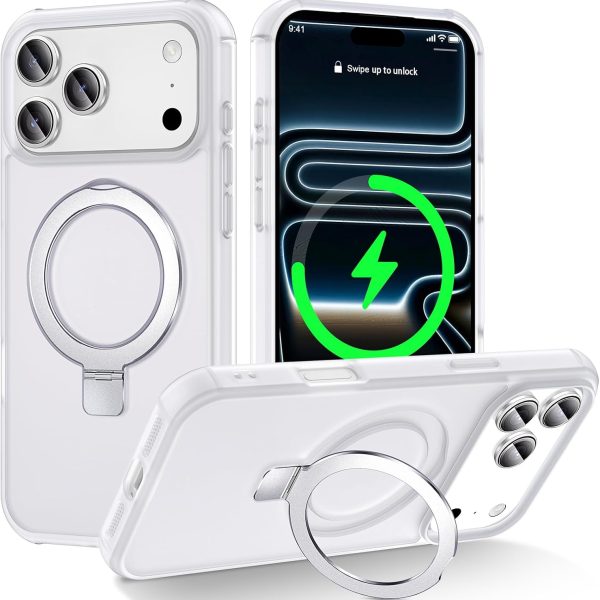 CHAOFEnG Compatible with iPhone 17 Pro Max Case with Stand, Frost White