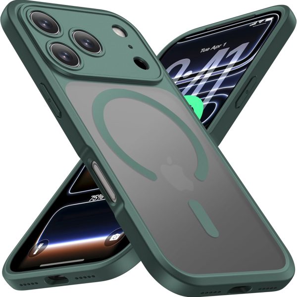 ImpactStrong Magnetic Guard Designed for iPhone 17 Pro Case [Camera Protection] [Military Grade Drop Tested] [Compatible with MagSafe] Slim Translucent Matte Phone Case (6.3") - Dark Green
